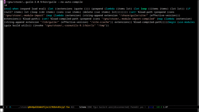 Emacs with a generated G-expression script; guix-scheme-mode indents it.